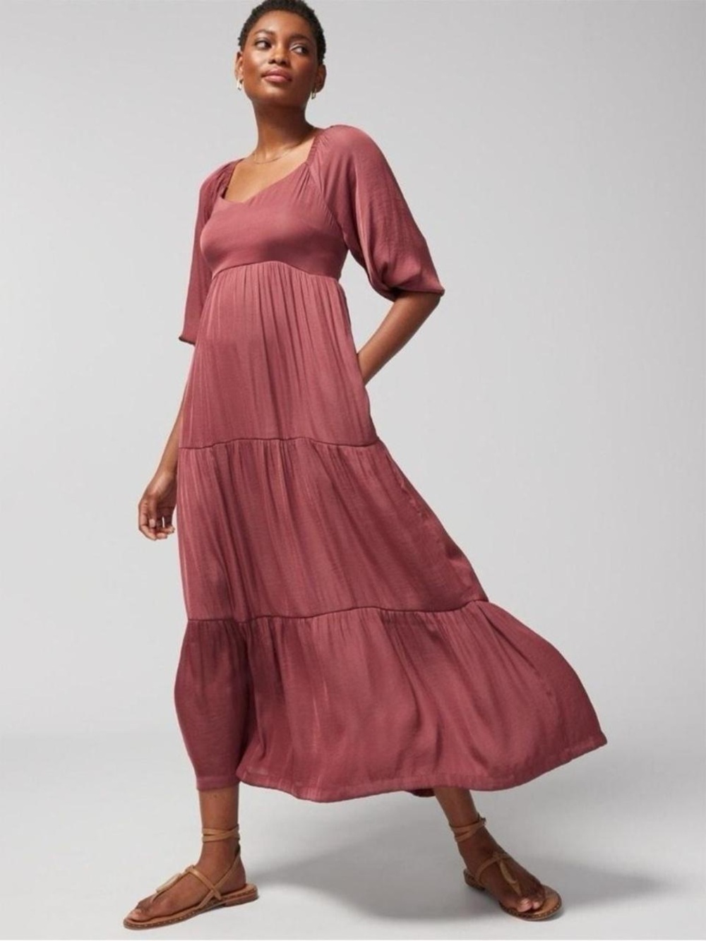 Soma Rose-Tone Tiered Maxi Dress